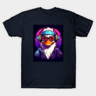 Cute Cool Cartoon Duck Listen To a Relax Music T-Shirt